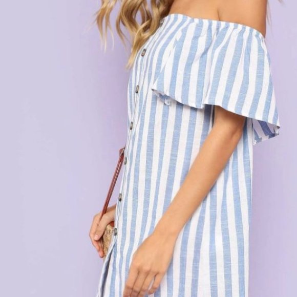 New SHEIN Off the Shoulder Button Dress - Picture 4 of 9